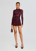 Moxey Ruched Mesh Mini Dress